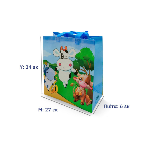 Blue-cute-farm-animal-waterproof-non-woven-party-gift-bag-shopping-bag