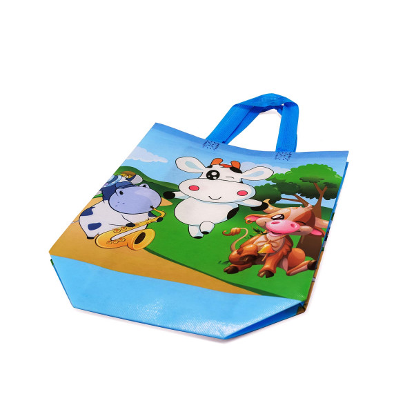 Blue-cute-farm-animal-waterproof-non-woven-party-gift-bag-shopping-bag