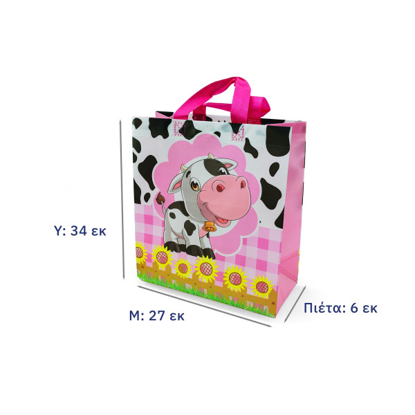 Green-cute-cow-waterproof-non-woven-party-gift-bag-shopping-bag